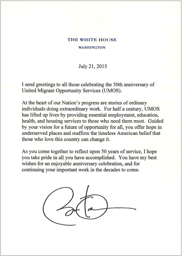 White House Congrats Letter